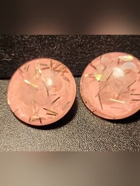 Pink Confetti Round Resin Stud Earrings - Unbranded